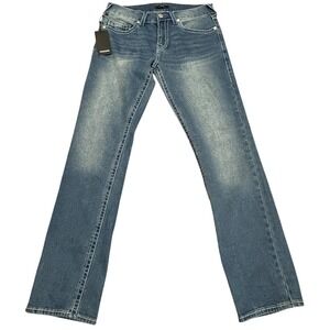 True Religion Ricky Relaxed Straight Jeans Mens 32x34 Blue NWT Big T Stitching